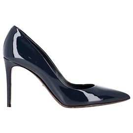 Décolleté a punta Dolce & Gabbana in pelle verniciata blu navy Blu Blu navy