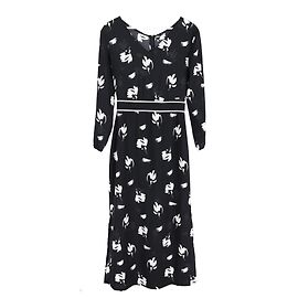 Giorgio Armani Robe midi imprimée florale Armani Exchange en polyester noir Noir