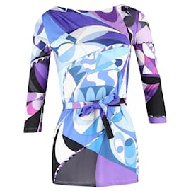 Emilio Pucci Printed Blouse with Wait Belt in Multicolor Polyester Multiple colors
