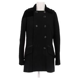 Louis Vuitton Schwarzer Wollmantel Schwarz