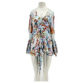 Autre Marque Top de seda estampado com amarração SUNDAY SAINT-TROPEZ Multicor
