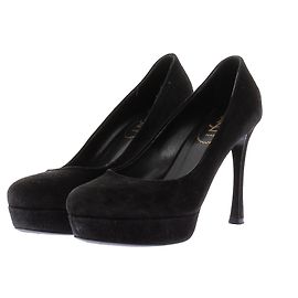 Yves Saint Laurent Black Suede Pumps Size 38 Black