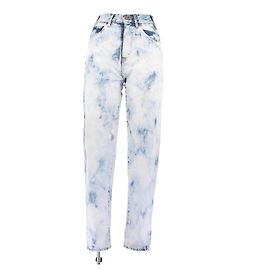 Céline Batik Jeans Blau und Weiß Weiß