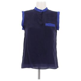 Lanvin Silk Sleeveless Top Blue Blue