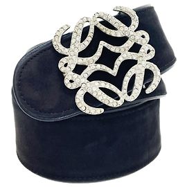 Cinto de camurça com strass para mulheres Loewe Preto Prata