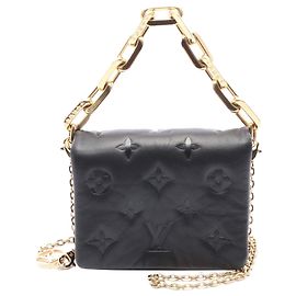 Louis Vuitton Schwarze Monogramm Prägung Puffy Lammleder Gürteltasche Schwarz