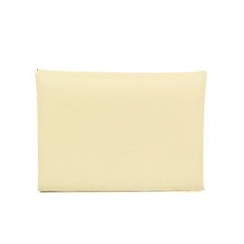 Kartenetui aus Ziegenleder Calvi Duo von Hermès Roh
