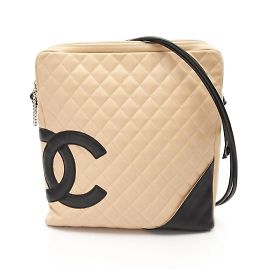 Chanel Cambon Line Large Pochette Shoulder Bag Black Beige