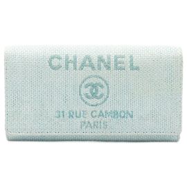 Cartera larga bi-fold Chanel Deauville Azul