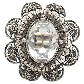 Alexander McQueen Edelstahl Kristallring Silber Metallisch