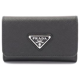 Portachiavi in pelle Saffiano Prada Nero