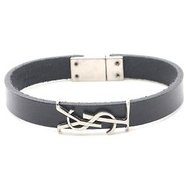 Yves Saint Laurent Pulsera de cuero Cassandra Saint Laurent Negro