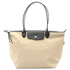 Borsa Tote Longchamp Le Pliage Energy L in nylon e pelle Marrone Beige