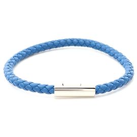 Bracciale in pelle e acciaio inossidabile Goliath di Hermès Blu