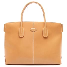 Tod's-Tod's Leather D Bag Tote Brown-Brown