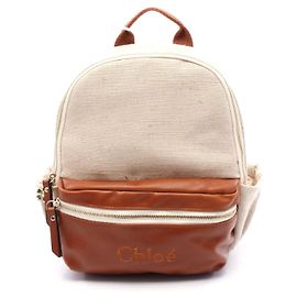 Chloé Chloe Canvas Leather Backpack Brown