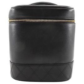 Pochette Vanity Chanel Vintage en Agneau Noir Noir
