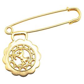 Hermès Hermes goldplattierte Brosche mit Pferdemotiv Golden