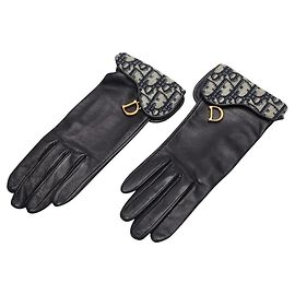 Luvas de couro e lona Dior Oblique Trotter Preto Multicor