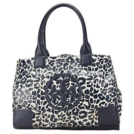Bolsa tote de couro PVC leopardo com logo Tory Burch Azul Outro