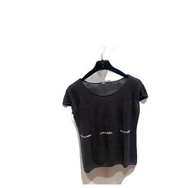 Top Chanel Blanco y Negro de Algodón Talla 36 Negro Blanco