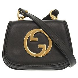 Pochette in pelle Gucci Blondie con tracolla Nero