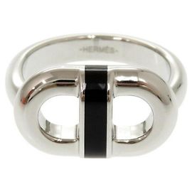 Hermès Anello Maillon Hermes Nero Argento
