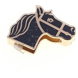 Hermès-Anneau de foulard Hermes Twilly Cadrege-Noir,Doré