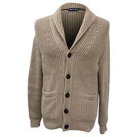 Tom Ford Strickjacke mit Schalkragen aus beigem Kaschmir Beige