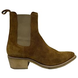 Amiri Crepe Pointy Toe Chelsea Boots in Brown Suede Brown Red