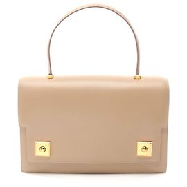 Hermès Sac à main Hermes en cuir box calf Marron Beige