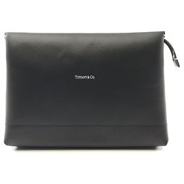 Bolsa clutch grande de couro Tiffany & Co Preto