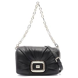 Bolsa de ombro em couro Viv Shock da Roger Vivier Preto
