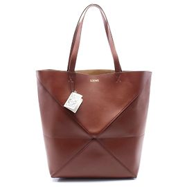 Borsa tote grande in pelle Puzzle di Loewe Marrone