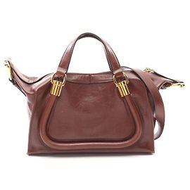 Chloé Chloe Paraty 24 Small Leather Handbag Brown Brown