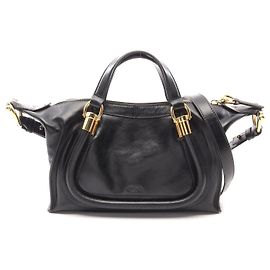 Chloé Chloe Paraty 24 Small Leather Handbag Black Black