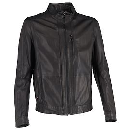 Giacca con zip Hugo Boss in pelle nera Nero