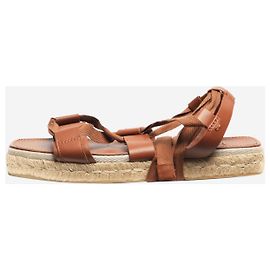 Max Mara Hazelnut Elide2 leather espadrille sandals - size EU 39 Brown