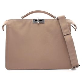Fendi Peekaboo ISeeU Medium Nylon Handbag Brown Beige