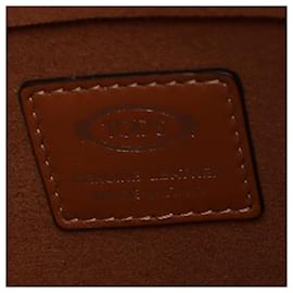 Tod's-Tod's Leather Raffia Timeless Tote Bag-Brown