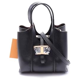 Tod's-Tod's Leather T Timeless Micro Handbag Black-Black