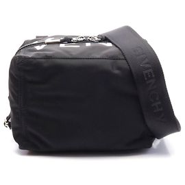 Borsa a Spalla Pandora Small in Nylon e Pelle Givenchy Nero