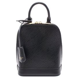 Louis Vuitton Alma Backpack Leather Black Black
