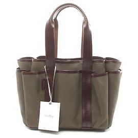 Bolsa tote de lona e couro Max Mara Marrom