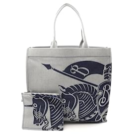 Burberry-Burberry EKD XL Square Canvas Tote Bag-Grey