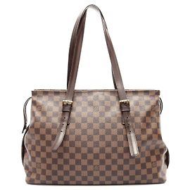Borsa Tote Chelsea Damier Ebene Louis Vuitton Marrone