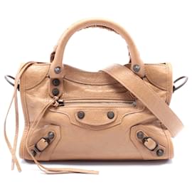 Balenciaga-Balenciaga Le City Mini Leather Handbag Brown-Brown