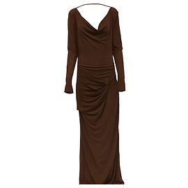 Robe maxi drapée à col bénitier Tom Ford en viscose marron Marron Rouge