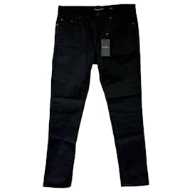 Saint Laurent-Saint Laurent Mid-Rise Straight-Leg Jeans in Black Cotton Denim-Black