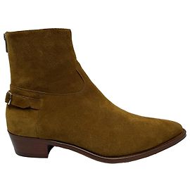Céline Bottines Celine Jacno en daim marron Marron Rouge